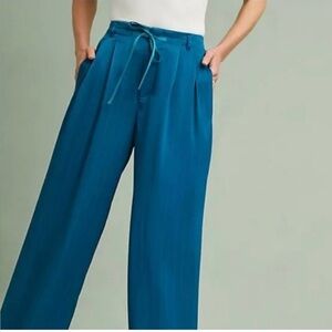 Anthropologie Elevenses Blue Stripe Wide Leg Pants Size 6 C7
